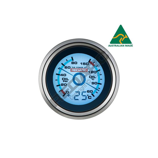 REDARC Oil Pressure & Oil Temperature 52mm Gauge W/Optional Temperature Display