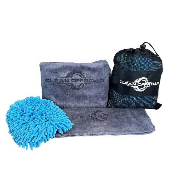 Clean Offroad - Microfibre Wash Mitt and Towel Combo