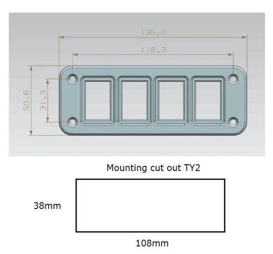 Four - Switch Panel Fascia for TY2 Switches Lightforce