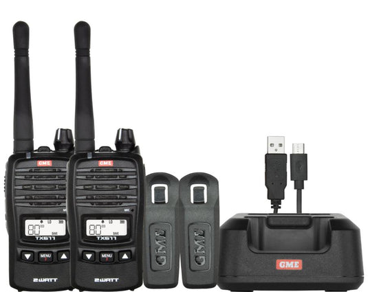 GME 2 Watt UHF CB Handheld Radio - Twin Pack GME