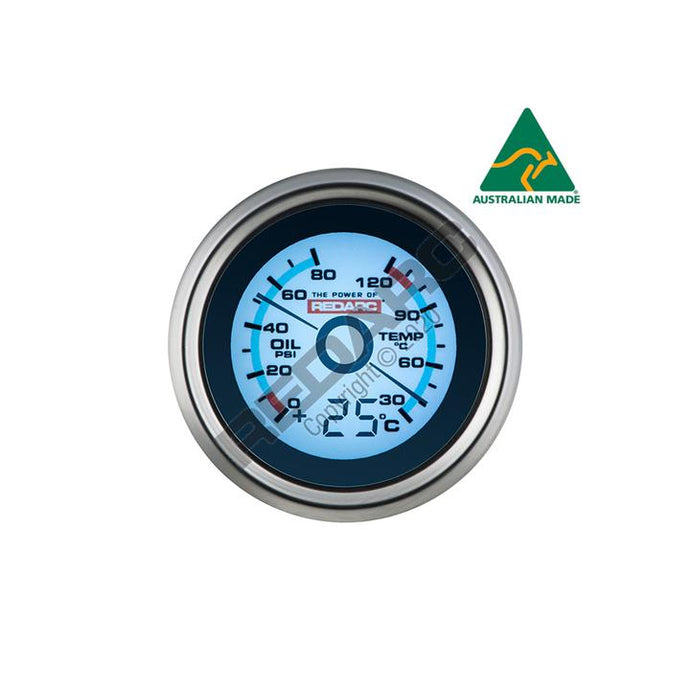 REDARC Oil Pressure & Water Temperature 52mm Gauge W/Optional Temperature Display Redarc